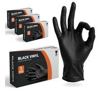 The Real Touch Disposable Gloves, 100 Count, Latex-Free, Powder-Free, Food Grade, Comfortable Fit, Multi-Purpose Black Vinyl Gloves for Food Handling, Cleaning & Beauty (100, S)