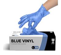 The Real Touch Disposable Gloves, Size L, Pack of 100 Powder Free, Latex Free,Blue Vinyl Gloves Comfortable Fit, Suitable for Food Handling, Cleaning & Multi-Purpose Use