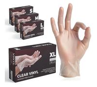 The Real Touch Vinyl Multi-Purpose Gloves, Powder Free, Disposable, Extra Strong - Box of 100 - Clear