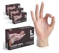 The Real Touch Vinyl Multi-Purpose Gloves, Powder Free, Disposable, Extra Strong - Box of 1000 - Clear