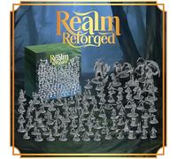 The Realm Set - Grey Version - 195 minis - Heroes, Monsters, NPC for DND Miniatures Bulk I 28mm Dungeon Dragons D&D Miniatures I DND Minis D&D Figures I Pathfinder, Daggerheart, Realm Reforged