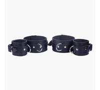 The Red Arm To Forearm Leather Shackles Adjustable Cowhide Restraints Matte Blac