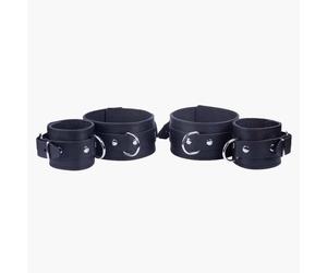 The Red Arm To Forearm Leather Shackles Adjustable Cowhide Restraints Matte Blac