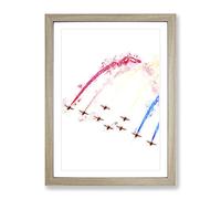 The Red Arrows Modern Framed Print | A3 Oak Framed Wall Art | Ready to Hang | Modern Nature Picture | Living Room Bedroom Lounge Office