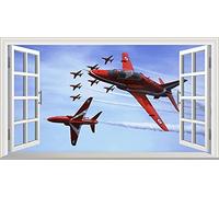 The Red Arrows V202 3D Magic Window Wall Sticker Self Adhesive Poster Wall Art Size 1500mm Wide x 900mm deep (Large)