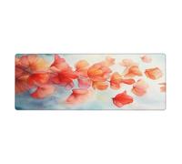 The Red Flowers Drift Away Mouse Pad In Big Extended Non-Slip Rubber Base Mousepad With Stitched Edges Gaming Pc Desktop Large Mouse Pad 11.8x31.5