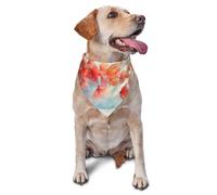 The Red Flowers Drift Away Printed Graphic Pet Triangle Scarf For Dogs & Cats, Adjustable Cute Pet Bandana For & Photo Shoots