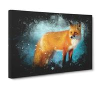 The Red Fox Paint Splash Canvas Print | Gallery Wrapped 30mm Frame Wall Art | 30x20 inches | Ready to Hang | Modern Animals Picture | Living Room Bedroom Lounge Office