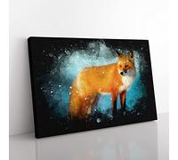 The Red Fox Paint Splash Modern Art Canvas Wall Art Print Ready to Hang, Framed Picture for Living Room Bedroom Home Office Décor, 50x35 cm (20x14 Inch)