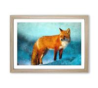 The Red Fox Painting Framed Print | A2 Oak Framed Wall Art | Ready to Hang | Modern Animal Picture | Living Room Bedroom Lounge Office