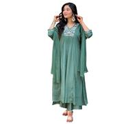 The Red Lion Enterprise Indian Party Wear Anarkali Suit for Women Ready to Wear Salwar Kameez Traditional Outfit for Festive, Green, XXL