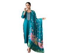 The Red Lion Enterprise Partywear wedding Function wear Anarkali Dress, Alia cut kurti pant and Dupatta 3pc set for women, Sof-rama, XL