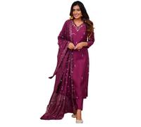 The Red Lion Enterprise Partywear wedding Function wear Anarkali Dress, Alia cut kurti pant and Dupatta 3pc set for women, Zar-wine, XXL