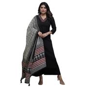 The Red Lion Enterprise Trendy Indian Outfit Anarkali Dress for Women Party Wear Salwar Kameez Ready to Wear kurti 3pc set, Black, Medium