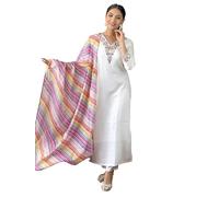 The Red Lion Enterprise Women Anarkali Dress, Alia cut kurti, Salwar suit pant and Dupatta 3pc set for women dress, White 0, XL