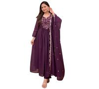 The Red Lion Enterprise Women’s Designer Embroidery Kurti Set with Pant Dupatta | Trending Insta Tiktok Outfit, Wine, XL
