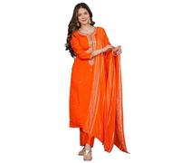 The Red Lion Enterprise Women's Designer dress Straight Kurti pant dupatta 3pc set partywear Salwar Suit