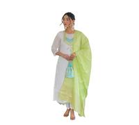 The Red Lion Enterprise Women's Designer Straight Kurti pant dupatta 3pc dress partywear Salwar Suit, White 2, XL
