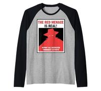 The Red Menace Anti Communist Poster Raglan Baseball Tee