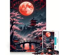 The Red Moon 1000 Piece Jigsaw Puzzles for Adults Jigsaw Memory Lift Slow Enjoy Image Assembly Creative Gift (38x52cm)