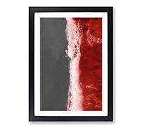 The Red Ocean Waves in Abstract Framed Print | A2 Black Framed Wall Art | Ready to Hang | Abstract Nautical Picture | Living Room Bedroom Lounge Office
