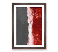 The Red Ocean Waves in Abstract Framed Print | A2 Walnut Framed Wall Art | Ready to Hang | Abstract Nautical Picture | Living Room Bedroom Lounge Office