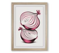 The Red Onion Study Botanical Framed Wall Art Print A2 (59.4×42cm) Oak, Wall Decor for Living Room, Bedroom, Office & Home, Ready to Hang, Art Gift