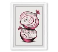 The Red Onion Study Botanical Framed Wall Art Print A2 (59.4×42cm) White, Wall Decor for Living Room, Bedroom, Office & Home, Ready to Hang, Art Gift