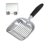 The Red Process Cat Litter Scoop, Deep and Strong Metal Sifter, Easy to Clean Pet Poop with Long Solid Black Handle for Cat and Dog Complete with Hanger