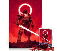 The Redeemer - Flame of The Righteous - Red Knight with Glowing Sword Jigsaw Puzzles 1000 Pieces for Adults Reason Skill Toy Calm Relax Exact Cut Heartfelt Gift (50x75cm)