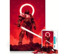 The Redeemer - Flame of The Righteous - Red Knight with Glowing Sword Jigsaw Puzzles 1000 Pieces for Adults Reason Skill Toy Calm Relax Exact Cut Heartfelt Gift (50x75cm)