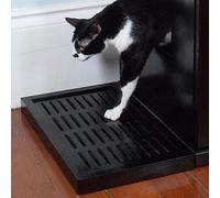 THE REFINED FELINE Litter Catch for The Refined Litter Box Enclosure Cabinet, Solid Wood with Slots to Catch Stray Litter As Cats Exit The Litter Box, Trap Door for Easy Emptying, Black Espresso