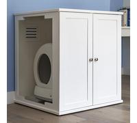 THE REFINED FELINE Self-Cleaning Litter Box Cabinet, White, Modern
