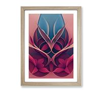 The Reflective Flowers Abstract Framed Print | A3 Oak Framed Wall Art | Ready to Hang | Abstract Floral Picture | Living Room Bedroom Lounge Office