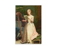 The Rehearsal 19th Century Raimundo De Madrazo Y Garreta's Artwork with Harpist, Sheet Music, And Elegant Vintage Setting for Wall Art Canvas Wall Art Decorative Bedroom Modern Home Print Picture Artw