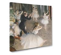 The Rehearsal Onstage by Edgar Degas Classic Painting Canvas Wall Art Print Ready to Hang, Framed Picture for Living Room Bedroom Home Office Décor, 20x20 Inch (50x50 cm)