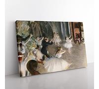 The Rehearsal Onstage By Edgar Degas Classic Painting Canvas Wall Art Print Ready to Hang, Framed Picture for Living Room Bedroom Home Office Décor, 50x35 cm (20x14 Inch)