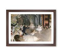 The Rehearsal Onstage by Edgar Degas Framed Print | A2 Walnut Framed Wall Art | Ready to Hang | Modern Nature Picture | Living Room Bedroom Lounge Office