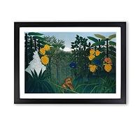 The Repast of The Lion by Henri Rousseau Framed Print | A2 Black Framed Wall Art | Ready to Hang | Modern Animal Picture | Living Room Bedroom Lounge Office