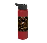The Reporter Black Cat Art Deco Murder Mystery Stainless Steel Insulated Water Bottle