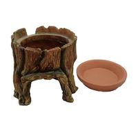 The Reptile Hides Caves - Funny Snake Tree Trunk In Leather, Natural Habitat Shelter | Resin Reptile Shelter With Food Tray, Small Animal
