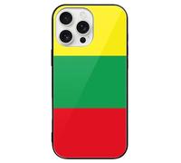 The Republic of Lithuania Flag Cell Phone Case Compatible with iPhone 16/16 Plus/16 Pro/16 Pro Max/16 E Glass Back Protective Shell
