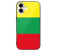 The Republic of Lithuania Flag Cell Phone Case Compatible with iPhone 16/16 Plus/16 Pro/16 Pro Max/16 E Glass Back Protective Shell