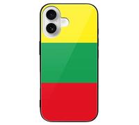 The Republic of Lithuania Flag Cell Phone Case Compatible with iPhone 16/16 Plus/16 Pro/16 Pro Max/16 E Glass Back Protective Shell