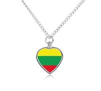 The Republic of Lithuania Flag Custom Dog Urns Alloy Pet Ashes Jewelry Pets Cremation Pendant Necklace for Men Women Keepsake
