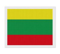 The Republic of Lithuania Flag Diamond DIY Painting Kits Horizontal Round Full Drill Digital Art Craft for Home Office Wall Decor 16"x20"