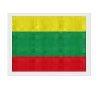 The Republic of Lithuania Flag Diamond DIY Painting Kits Horizontal Round Full Drill Digital Art Craft for Home Office Wall Decor 12"x16"