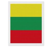 The Republic of Lithuania Flag Diamond DIY Painting Kits Round Full Drill Digital Art Craft for Home Office Wall Decor 16"x20"