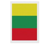 The Republic of Lithuania Flag Diamond DIY Painting Kits Round Full Drill Digital Art Craft for Home Office Wall Decor 8"x12"