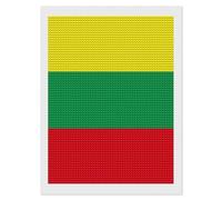 The Republic of Lithuania Flag Diamond DIY Painting Kits Round Full Drill Digital Art Craft for Home Office Wall Decor 12"x16"